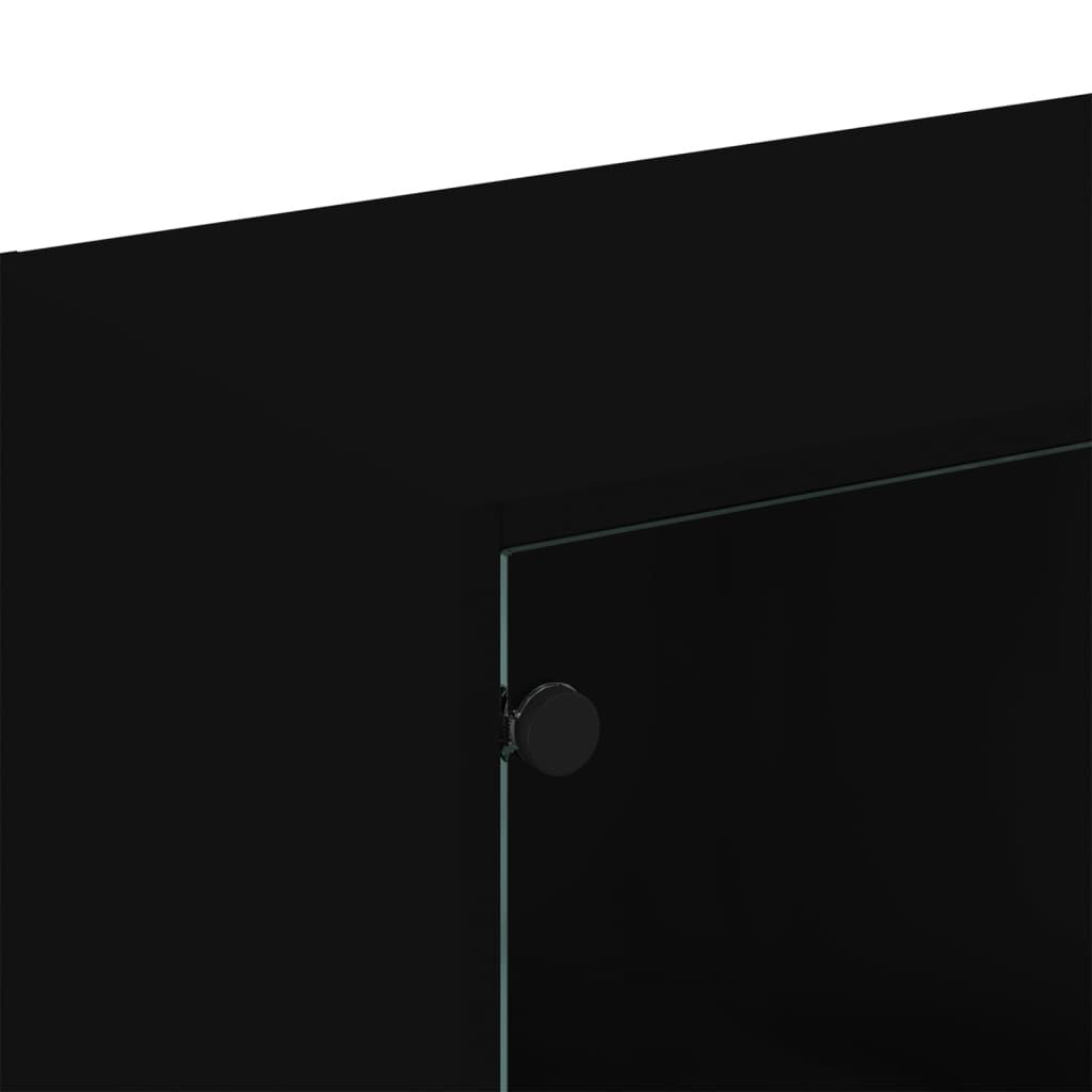 vidaXL Βιβλιοθήκη με Πόρτες Μαύρη 136x37x109 εκ. Επεξ. Ξύλο