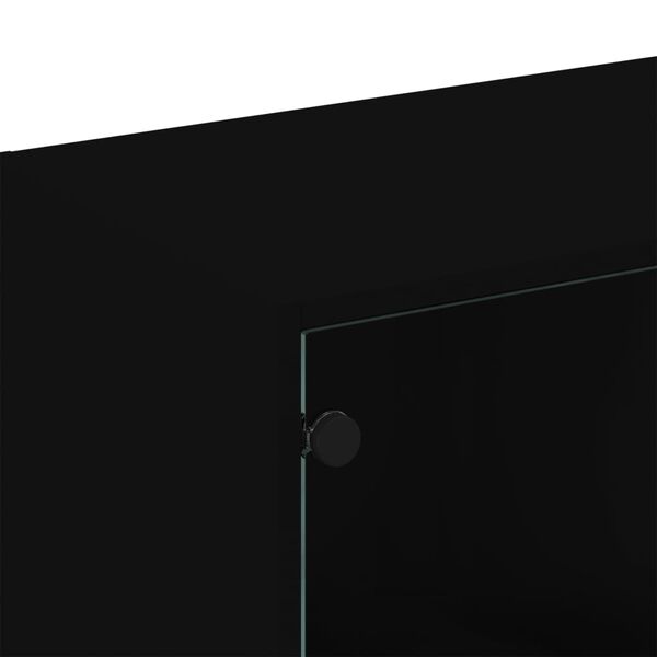 vidaXL Βιβλιοθήκη με Πόρτες Μαύρη 136x37x109 εκ. Επεξ. Ξύλο