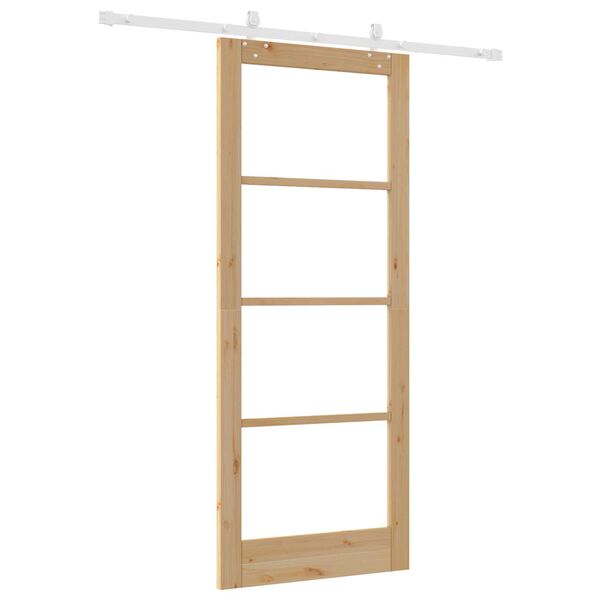 vidaXL Συρόμενη Πόρτα Καφέ 86 x 211 cm Ξύλο και μέταλλο