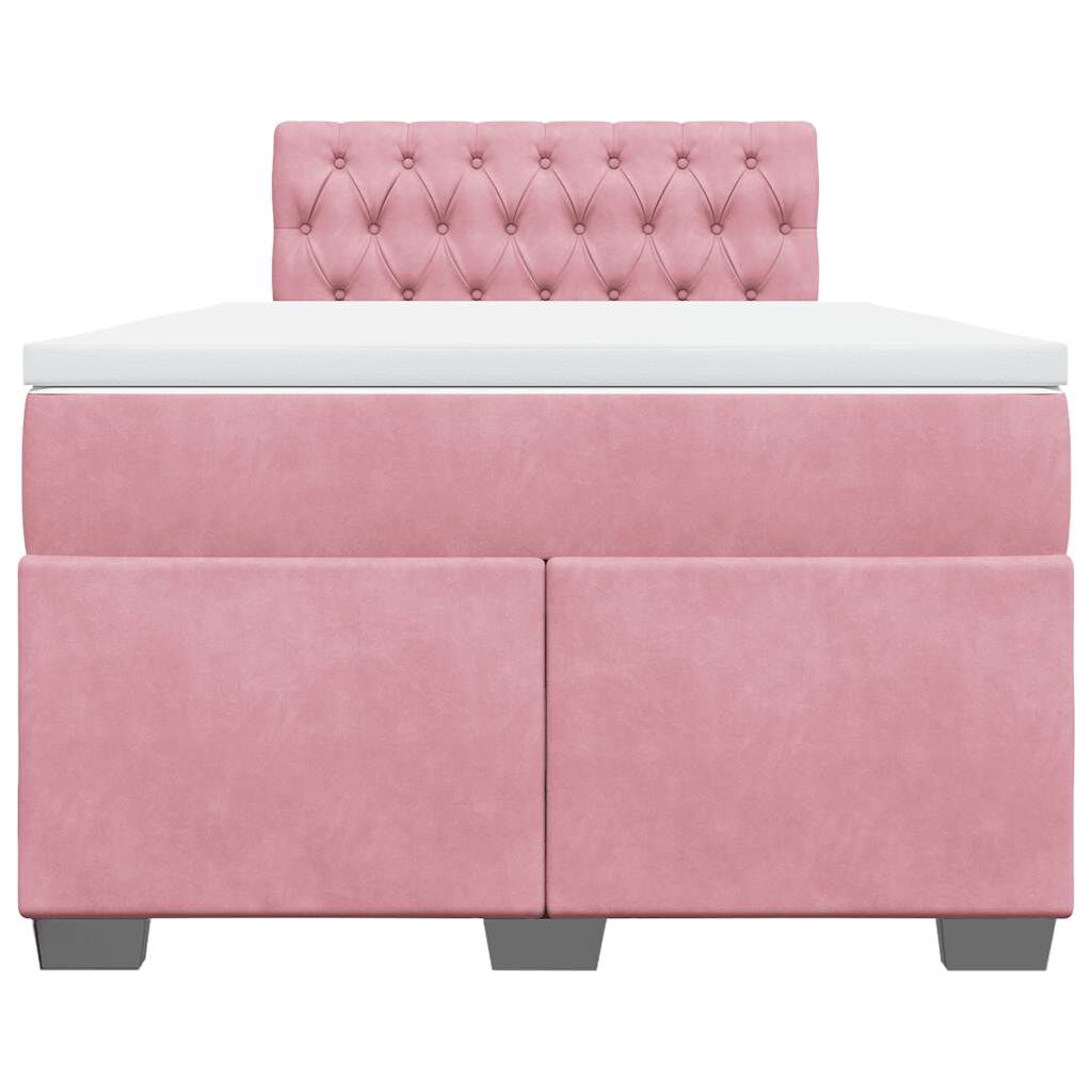 vidaXL Κρεβάτι Boxspring με Στρώμα Ροζ 120x190 εκ. Βελούδινο