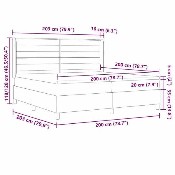 vidaXL Κρεβάτι με ελατήριο με στρώμα Μαύρο 200 x 200 cm ύφασμα