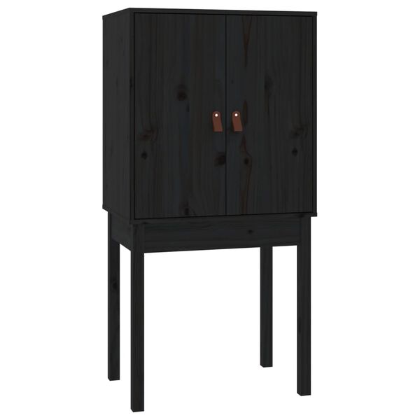 vidaXL Ντουλάπι Ψηλό Μαύρο 60x40x120 εκ. από Μασίφ Ξύλο Πεύκου