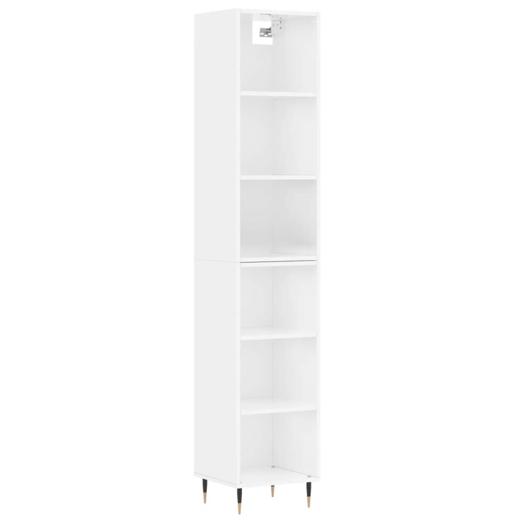 vidaXL Ραφιέρα Γυαλιστερό Λευκό 34,5x32,5x180 εκ. Επεξεργασμένο Ξύλο
