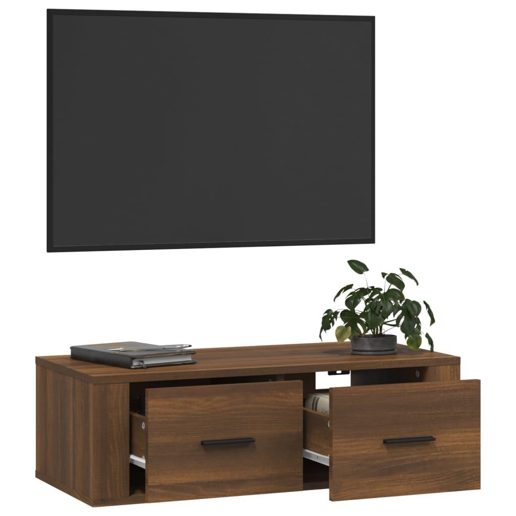 vidaXL Κρεμαστό Ντουλάπι Καφέ Δρυς 80x36x25 εκ. Επεξεργασμένο Ξύλο