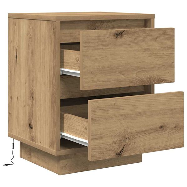 vidaXL Κομοδίνα με φώτα LED 2 τεμάχια Artisan Oak 38x34x50 cm
