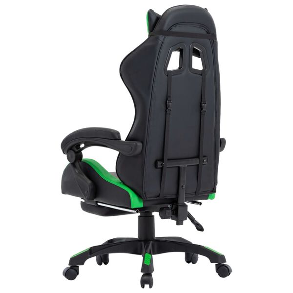 vidaXL Καρέκλα Racing με Υποπόδιο Πράσινη/Μαύρη από Συνθετικό Δέρμα