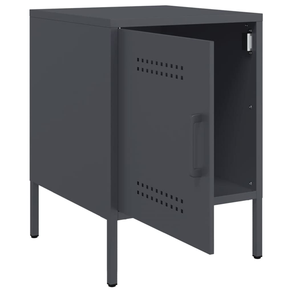 vidaXL Κομοδίνο Ανθρακί 36x39x50,5 εκ. από Χάλυβα