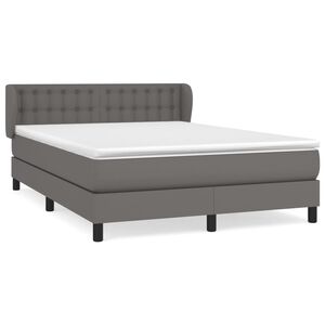 vidaXL Κρεβάτι Boxspring με Στρώμα Γκρι 140x190εκ. από Συνθετικό Δέρμα