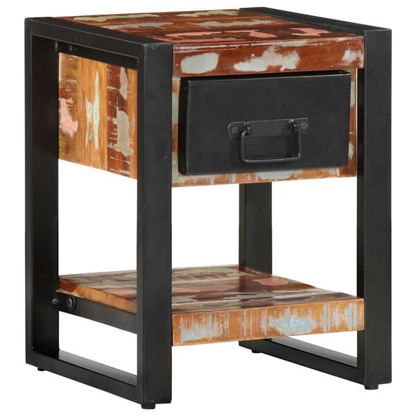 vidaXL Κομοδίνο Πολύχρωμο 35x34x45 cm Στερεό ξύλο αναγεννημένο