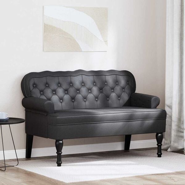 vidaXL Καναπές Chesterfield Μαύρο 119.5 x 64.5 x 75 εκ. Τεχνητό Δέρμα
