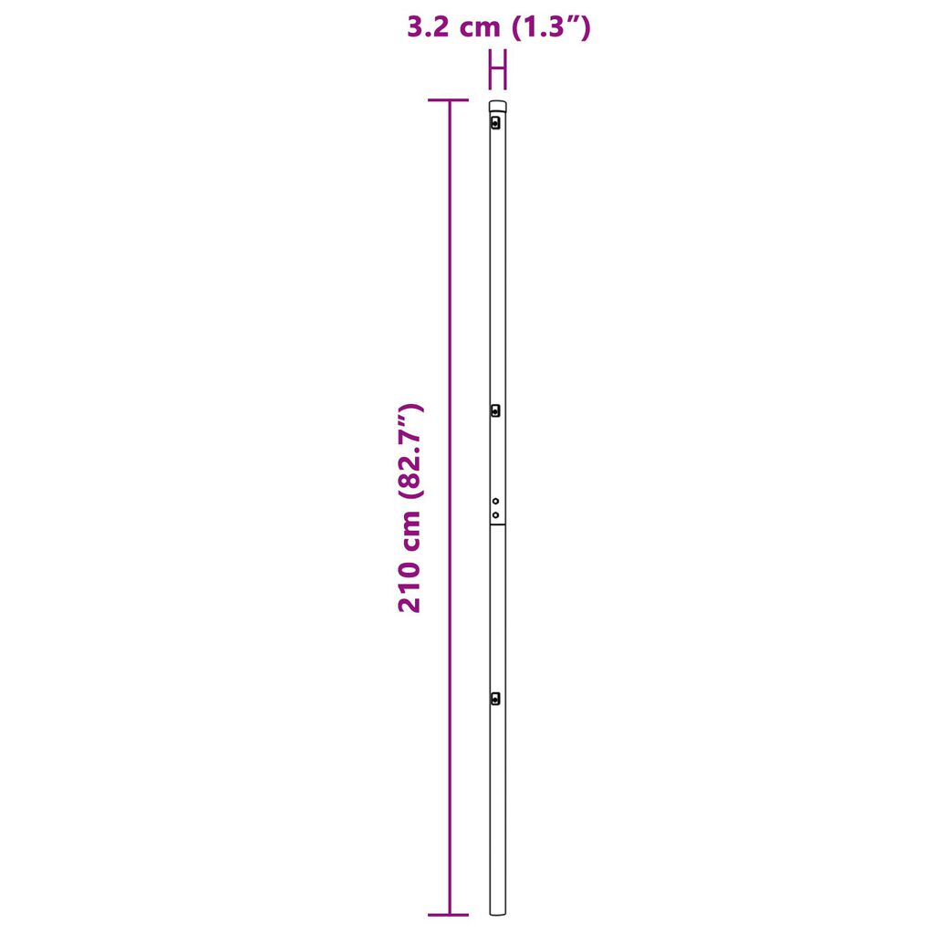 vidaXL Κολόνες Φράχτη 7 τμχ Γκρι Ø32 mm 210 εκ Γαλβανισμένο Ατσάλι