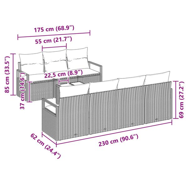vidaXL Σετ Καναπέ Κήπου με μαξιλάρι 8 pcs Ανοιχτό Γκρι και Σκούρο Γκρι