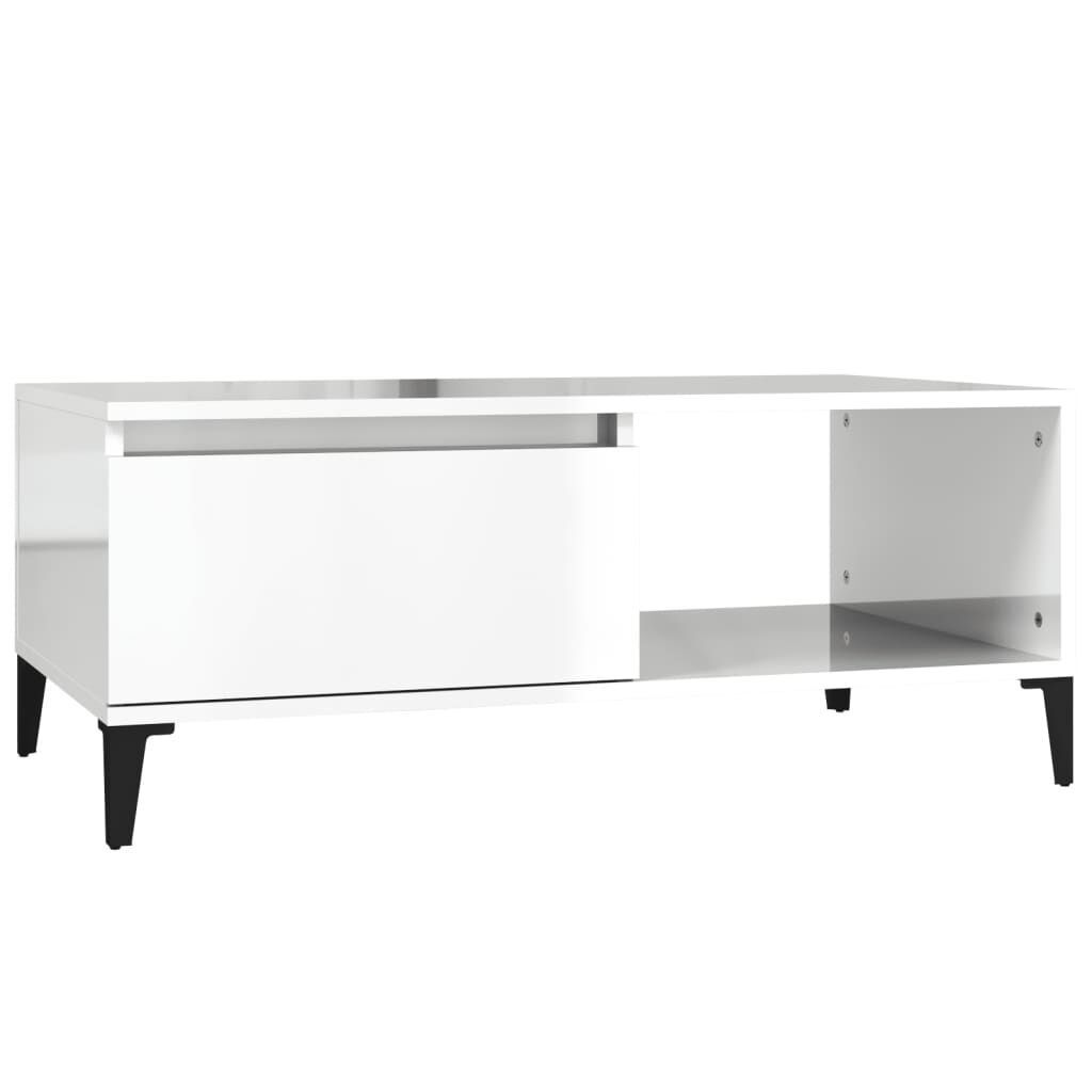 vidaXL Τραπεζάκι Σαλονιού Γυαλ. Λευκό 90x50x36,5 εκ. Επεξεργ. Ξύλο