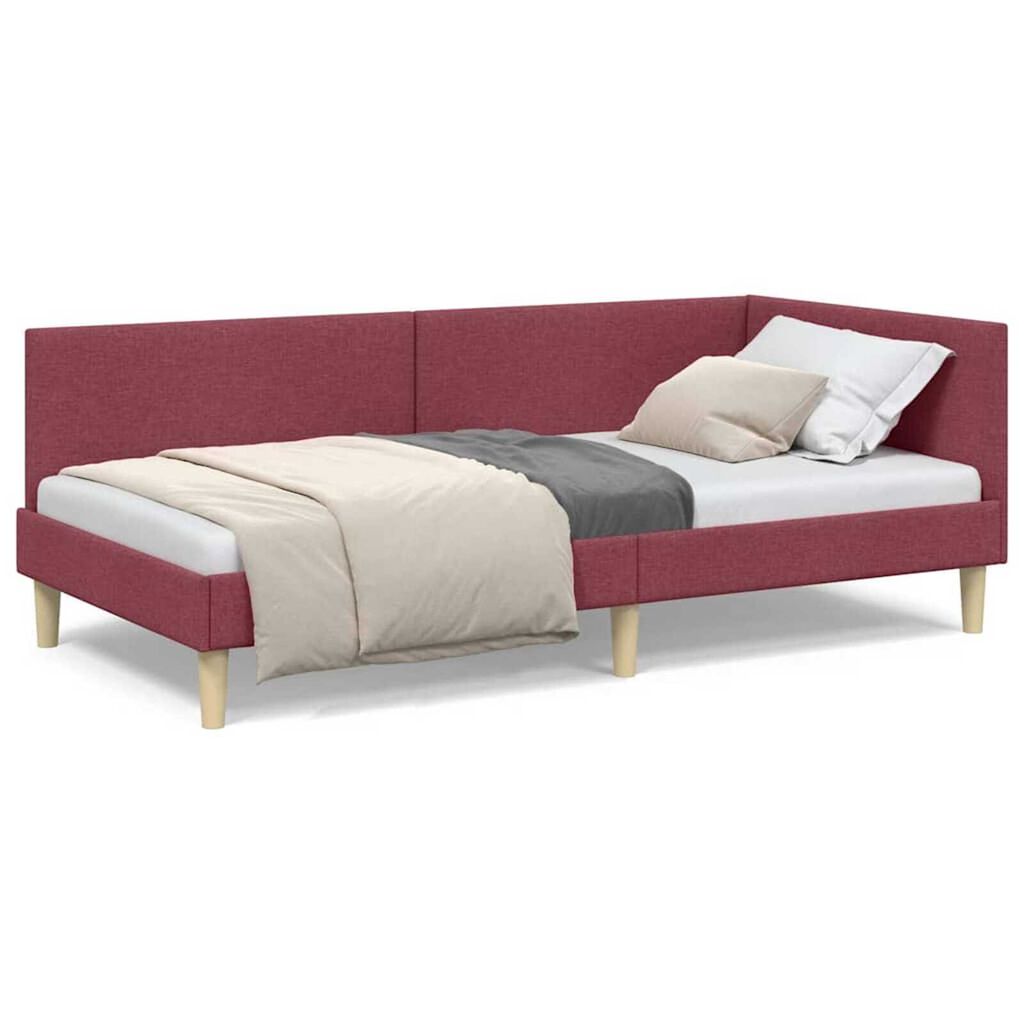 vidaXL Κρεβάτι Γωνίας Άλλο Μπορντό 100 x 200 cm Ύφασμα και Έργο ξύλου