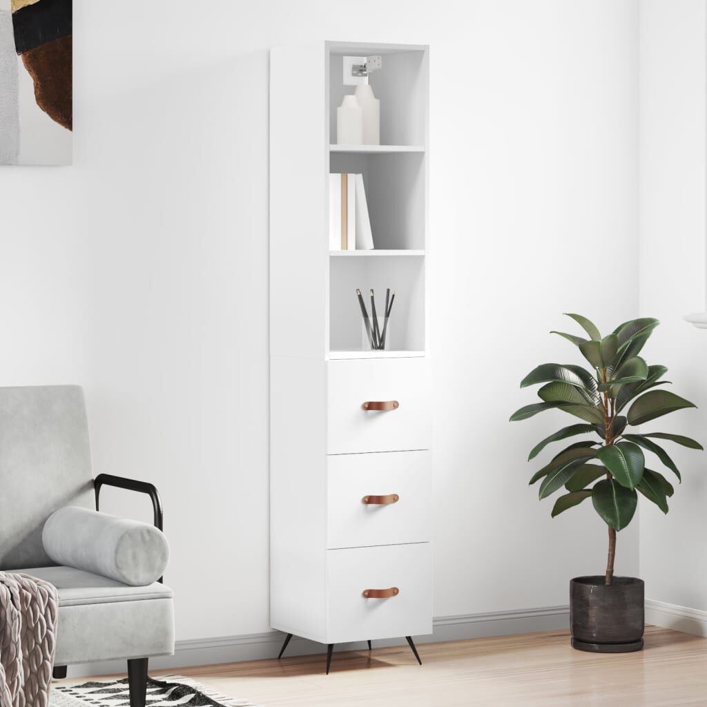 vidaXL Ντουλάπι Λευκό 34,5 x 34 x 180 εκ. από Επεξεργασμένο Ξύλο