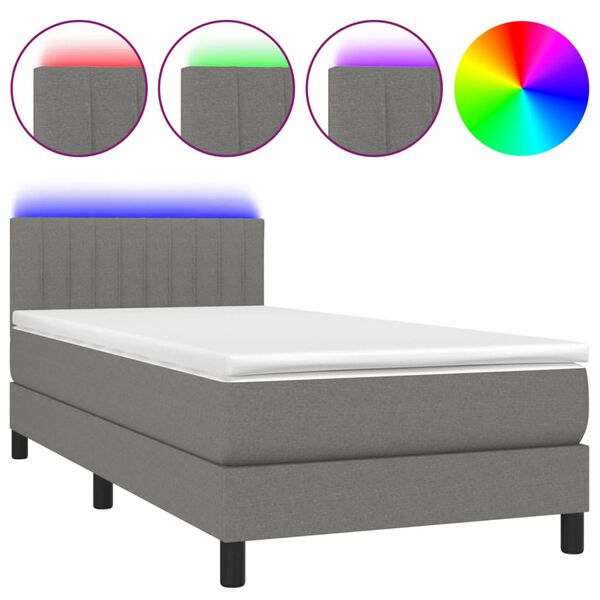 vidaXL &Kappa;&rho;&epsilon;&beta;ά&tau;&iota; Boxspring &mu;&epsilon; &Sigma;&tau;&rho;ώ&mu;&alpha; & LED &Sigma;&kappa;.&Gamma;&kappa;&rho;&iota; 90x190 &epsilon;&kappa;. &Upsilon;&phi;&alpha;&sigma;&mu;ά&tau;&iota;&nu;&omicron;