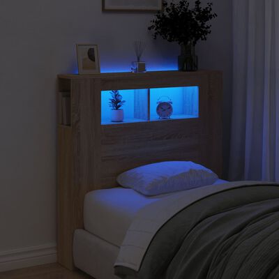 vidaXL Κεφαλάρι Κρεβατιού με LED Sonoma Δρυς 100x18,5x103,5 εκ