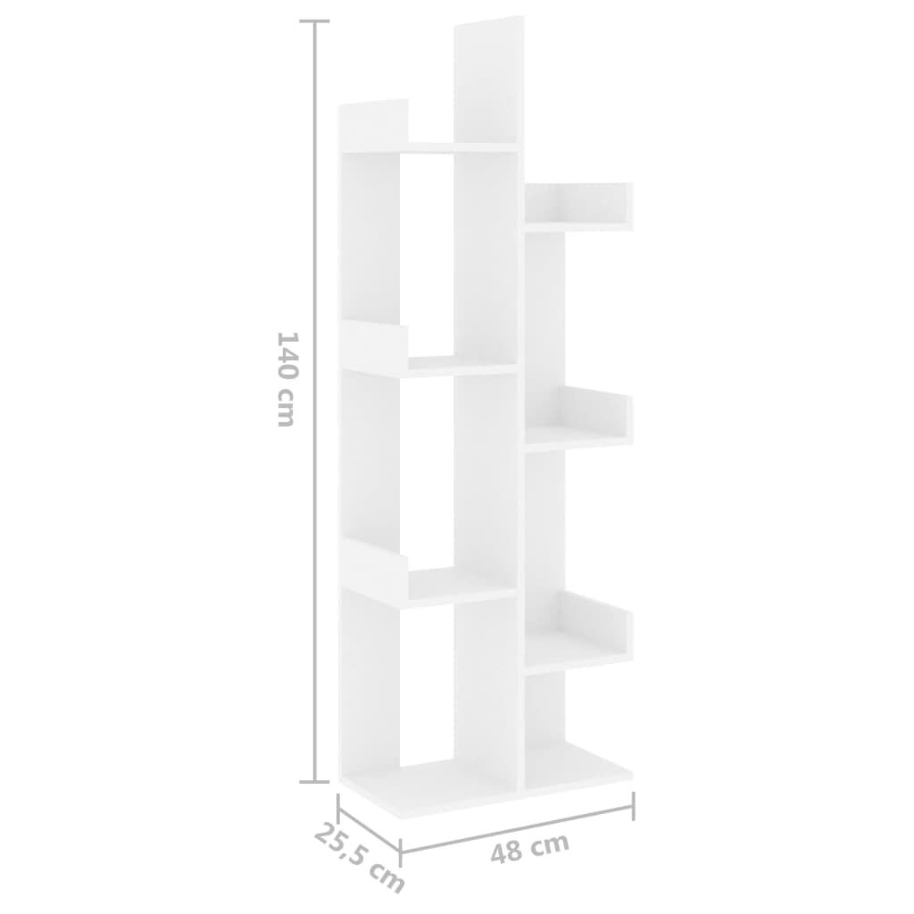 vidaXL Βιβλιοθήκη Λευκή 48 x 25,5 x 140 εκ. από Επεξ. Ξύλο