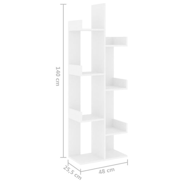 vidaXL Βιβλιοθήκη Λευκή 48 x 25,5 x 140 εκ. από Επεξ. Ξύλο