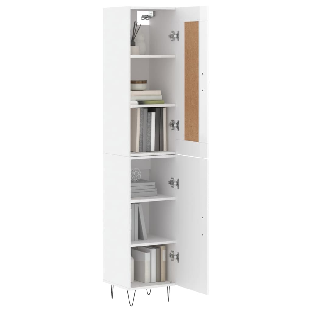 vidaXL Ντουλάπι Γυαλ. Λευκό 34,5 x 34 x 180 εκ. από Επεξεργασμένο Ξύλο