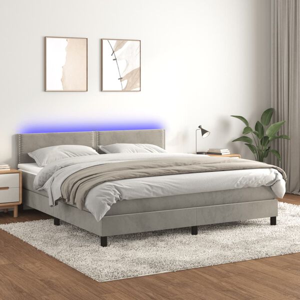 vidaXL &Kappa;&rho;&epsilon;&beta;ά&tau;&iota; Boxspring &mu;&epsilon; &Sigma;&tau;&rho;ώ&mu;&alpha; & LED &Alpha;&nu;.&Gamma;&kappa;&rho;&iota; 180x200 &epsilon;&kappa;. &Beta;&epsilon;&lambda;&omicron;ύ&delta;&iota;&nu;&omicron;