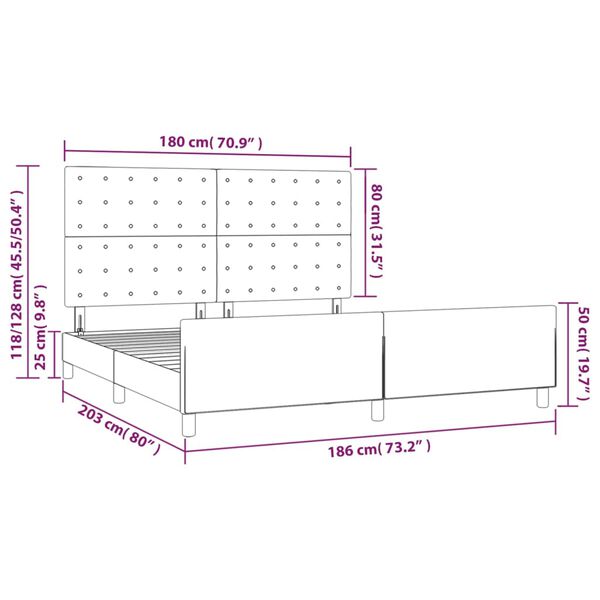 vidaXL Πλαίσιο Κρεβατιού με Κεφαλάρι Λευκό 180x200 εκ. Συνθετικό Δέρμα