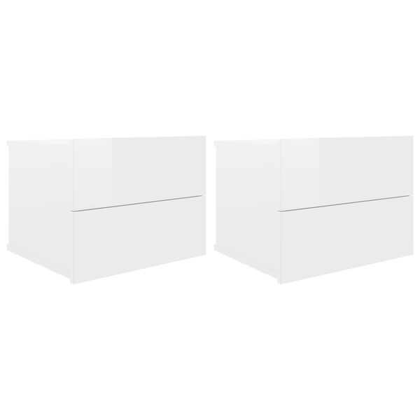 vidaXL Κομοδίνα 2 τεμ. Γυαλιστερό Λευκό 40x30x30 εκ. από Επεξ. Ξύλο