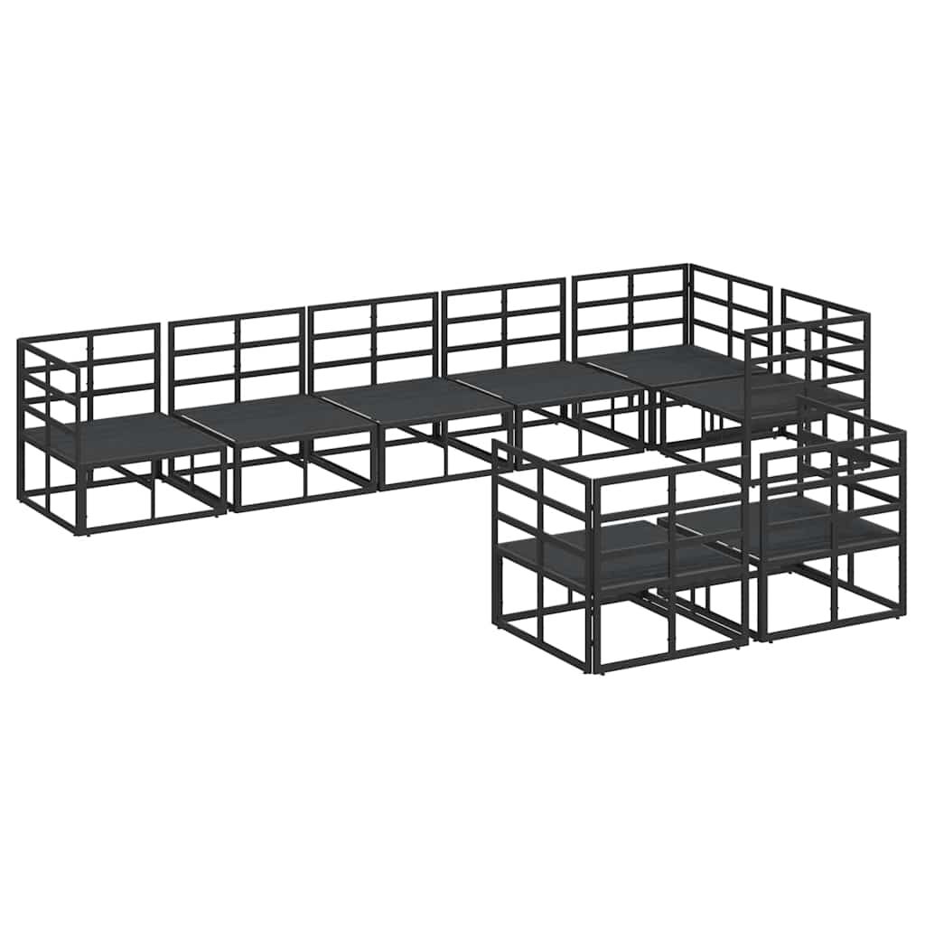 Σετ Καναπέ Κήπου με μαξιλάρι 8 pcs Μαύρο Αλουμίνιο