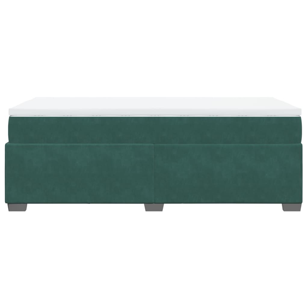 vidaXL Κρεβάτι Boxspring με Στρώμα Σκούρο Πράσινο 100x200εκ. Βελούδινο