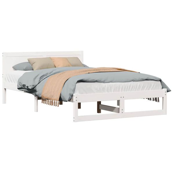 vidaXL Σκελετός Κρεβατιού Λευκό 120 x 190 cm Μασίφ ξύλο πεύκου