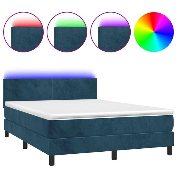 vidaXL &Kappa;&rho;&epsilon;&beta;ά&tau;&iota; Boxspring &mu;&epsilon; &Sigma;&tau;&rho;ώ&mu;&alpha; & LED &Sigma;&kappa;. &Mu;&pi;&lambda;&epsilon; 140x190&epsilon;&kappa;. &Beta;&epsilon;&lambda;&omicron;ύ&delta;&iota;&nu;&omicron;