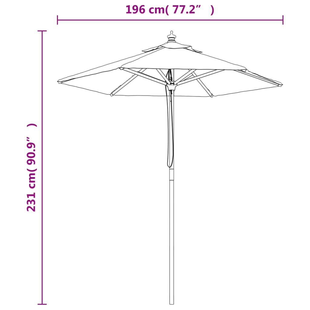 vidaXL Ομπρέλα Κήπου με Ξύλινο Ιστό Taupe 196x231 εκ.
