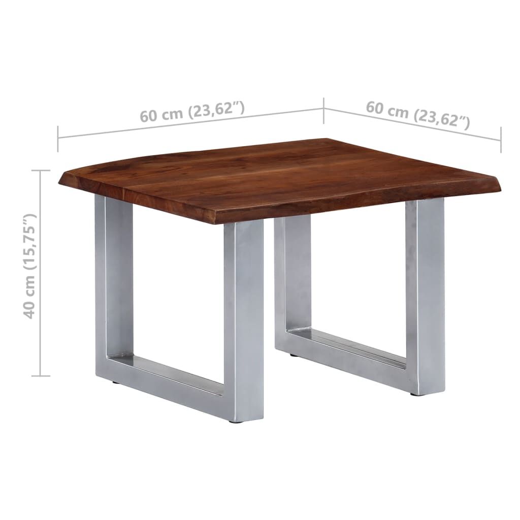 vidaXL Τραπεζάκι Σαλονιού Live Edge 60x60x40 εκ. Μασίφ Ξύλο Ακακίας