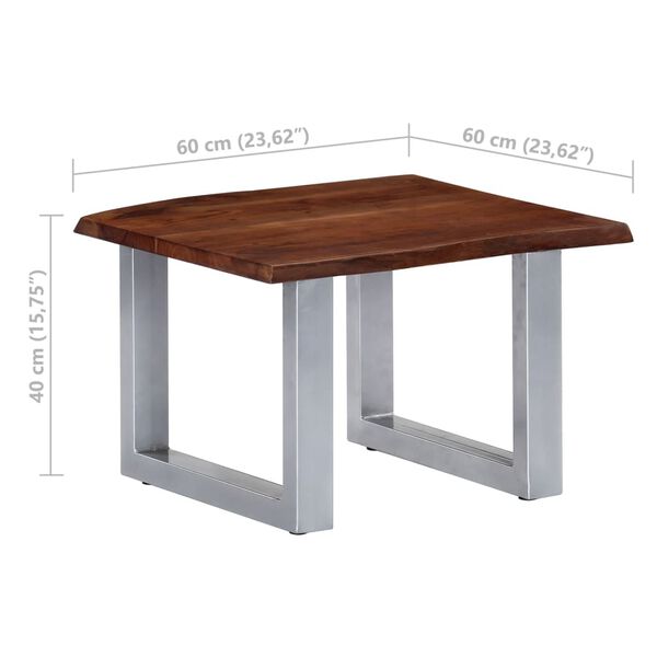 vidaXL Τραπεζάκι Σαλονιού Live Edge 60x60x40 εκ. Μασίφ Ξύλο Ακακίας