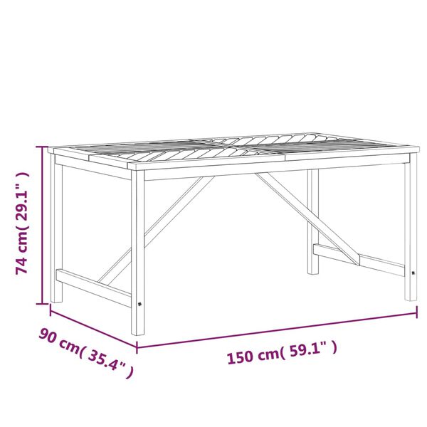 vidaXL Τραπεζαρία Κήπου 150 x 90 x 74 εκ. από Μασίφ Ξύλο Ακακίας
