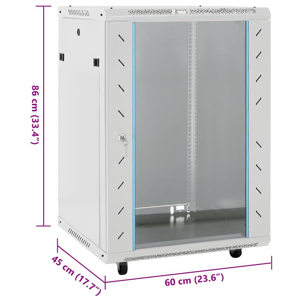 vidaXL Καμπίνα Δικτύου 15U 19" IP20 Γκρι 60x45x86 εκ.
