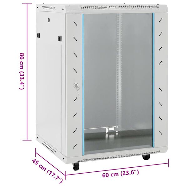 vidaXL Καμπίνα Δικτύου 15U 19" IP20 Γκρι 60x45x86 εκ.