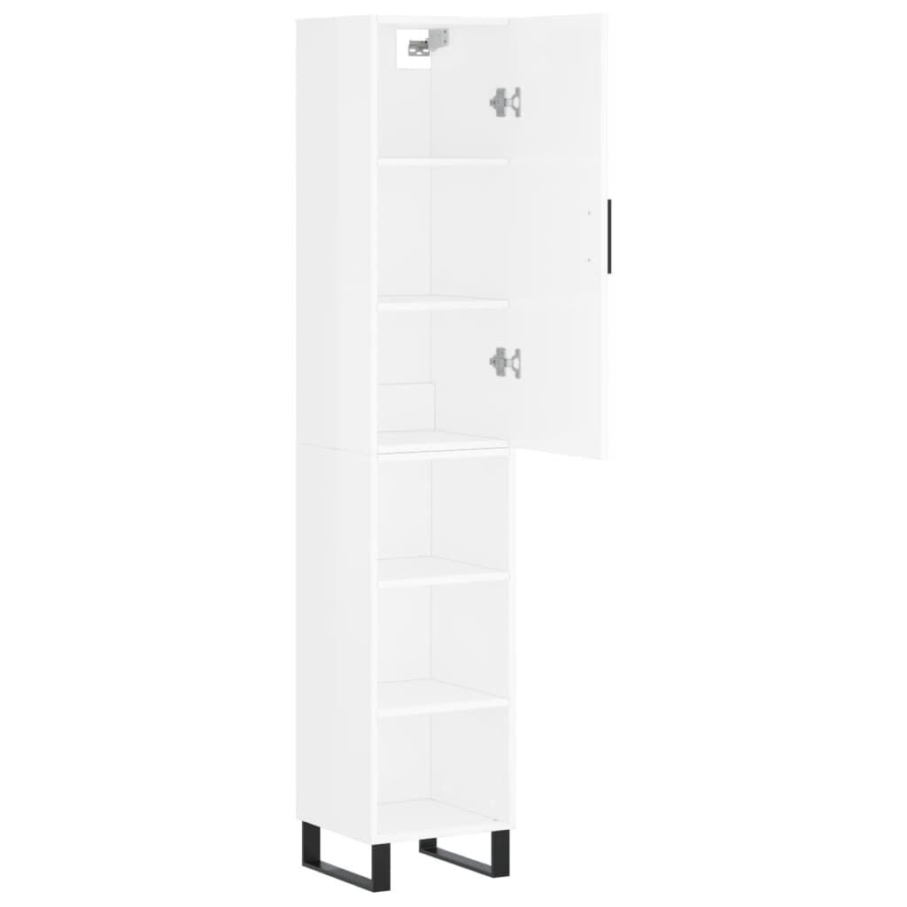 vidaXL Ντουλάπι Γυαλ. Λευκό 34,5 x 34 x 180 εκ. από Επεξεργασμένο Ξύλο