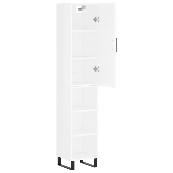 vidaXL Ντουλάπι Γυαλ. Λευκό 34,5 x 34 x 180 εκ. από Επεξεργασμένο Ξύλο