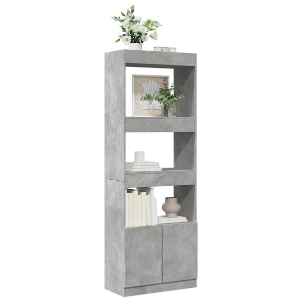 vidaXL Ντουλάπι Γκρι Σκυρ. 63x33x180 εκ. από Επεξεργασμένο Ξύλο