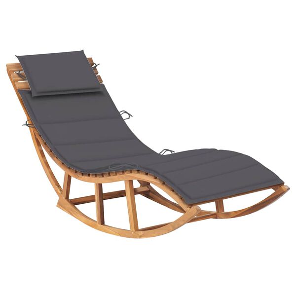 vidaXL Ξαπλώστρα Κουνιστή από Μασίφ Ξύλο Teak με Μαξιλάρι