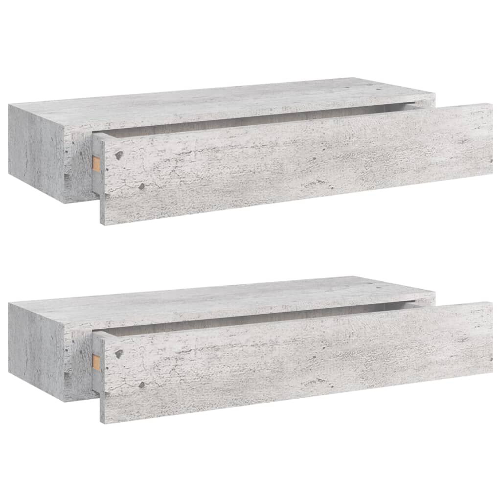 vidaXL Ράφια Τοίχου Συρτάρια 2 τεμ. Γκρι Σκυρ. 60x23,5x10 εκ από MDF
