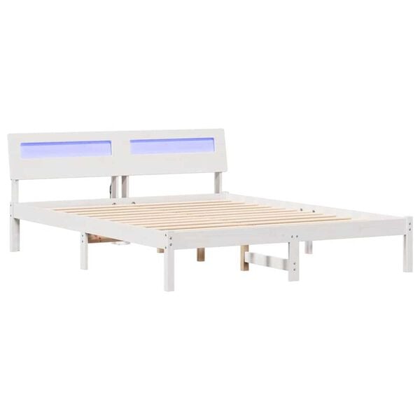 vidaXL Σκελετός Κρεβατιού Λευκό 150 x 200 cm Μασίφ ξύλο πεύκου
