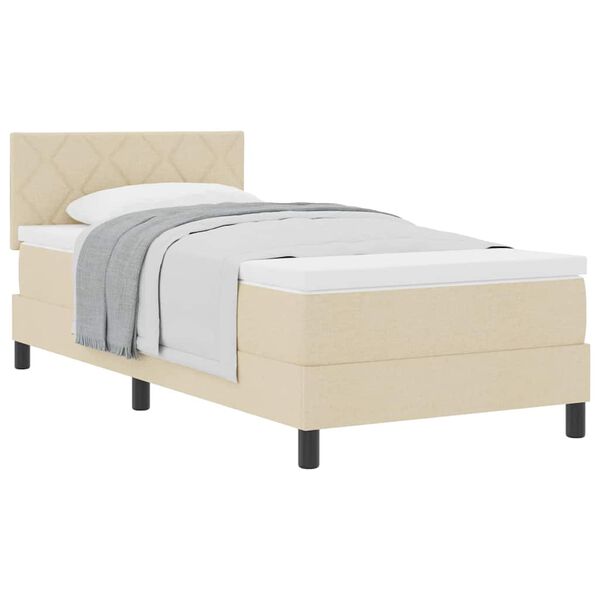 vidaXL Κρεβάτι box spring με στρώμα με στρώμα Κρεμ 90 x 190 cm ύφασμα