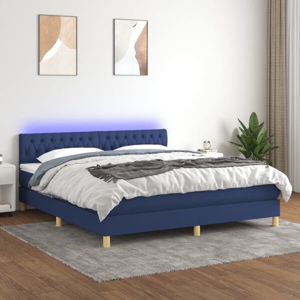 vidaXL &Kappa;&rho;&epsilon;&beta;ά&tau;&iota; Boxspring &mu;&epsilon; &Sigma;&tau;&rho;ώ&mu;&alpha; & LED &Mu;&pi;&lambda;&epsilon; 180x200 &epsilon;&kappa;. &Upsilon;&phi;&alpha;&sigma;&mu;ά&tau;&iota;&nu;&omicron;