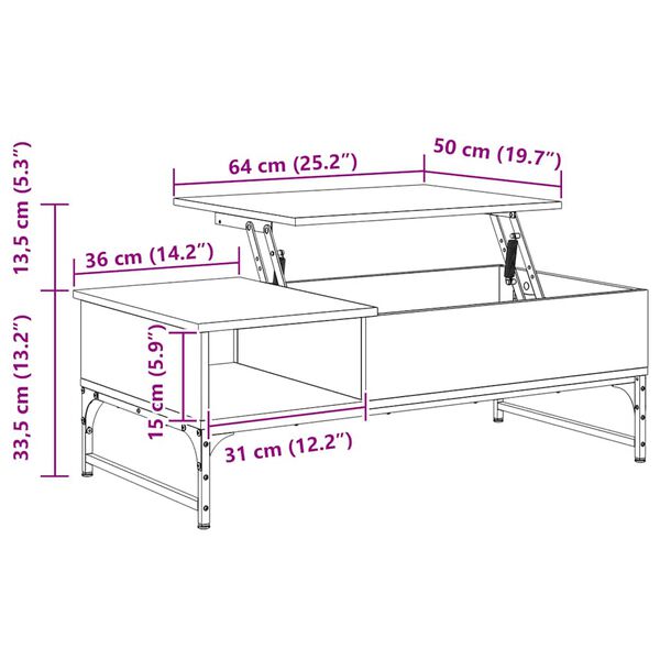 vidaXL Τραπεζάκι Σαλονιού Μαύρο 100x50x35 εκ. από Επεξ. Ξύλο/Μέταλλο
