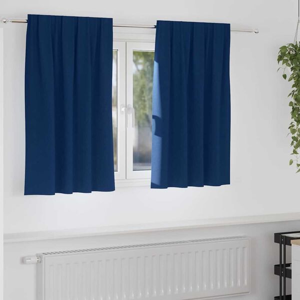 vidaXL Κουρτίνες με κουρτίνες 2 pcs Σκούρο Μπλε 140x140cm Πολυεστέρας