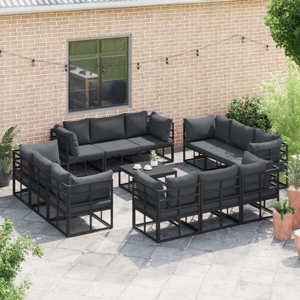 vidaXL Σετ Καναπέ Κήπου 13 pcs Μαύρο 70 x 70 x 32 εκ Αλουμίνιο