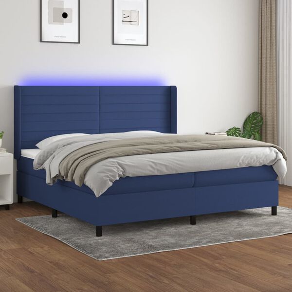 vidaXL &Kappa;&rho;&epsilon;&beta;ά&tau;&iota; Boxspring &mu;&epsilon; &Sigma;&tau;&rho;ώ&mu;&alpha; & LED &Mu;&pi;&lambda;&epsilon; 200x200 &epsilon;&kappa;. &Upsilon;&phi;&alpha;&sigma;&mu;ά&tau;&iota;&nu;&omicron;