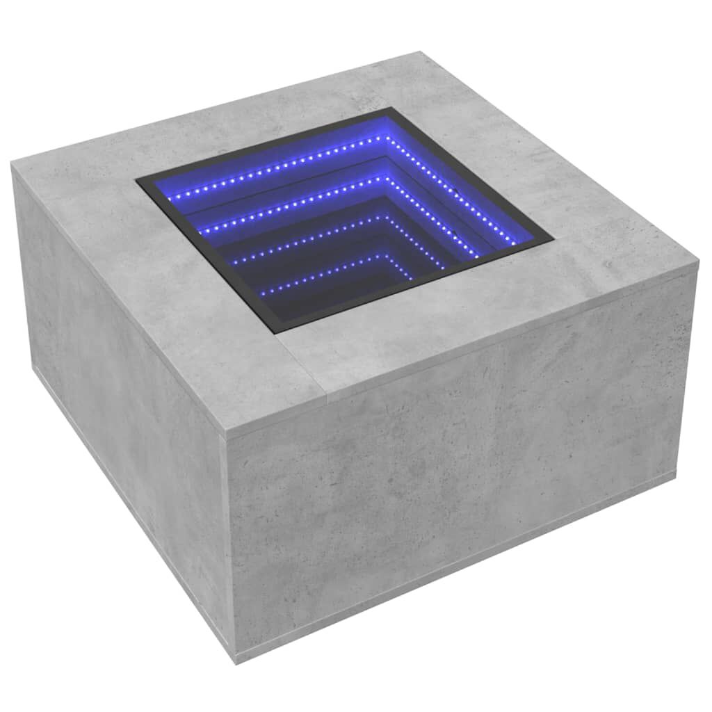 vidaXL Τραπεζάκι Σαλονιού με LED Γκρι 60x60x40 εκ. Επεξεργασμένο Ξύλο